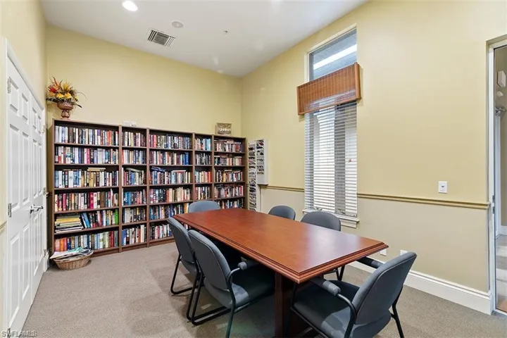 View of carpeted dining room