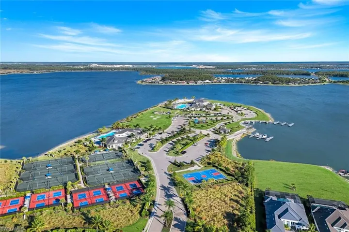 Drone / aerial view of a nearby body of water