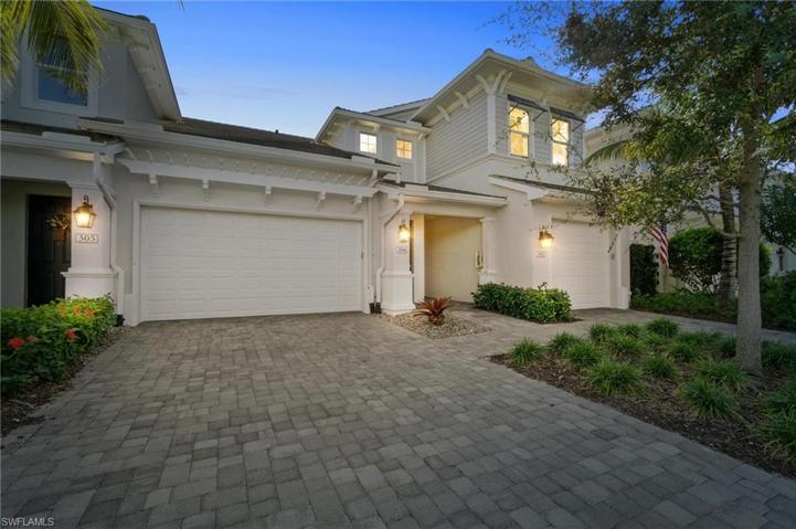 Front view at twilight.