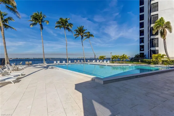 Heated pool overlooks the river