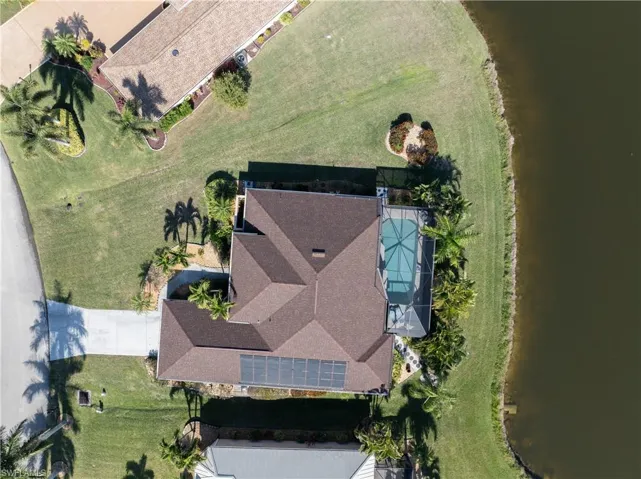 Drone view of the home and lot