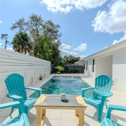 View of pool with a fenced backyard and patio surround