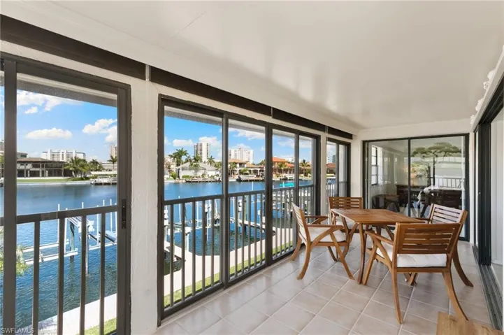 Measures 21' by 8', all tile, also has full sun shades