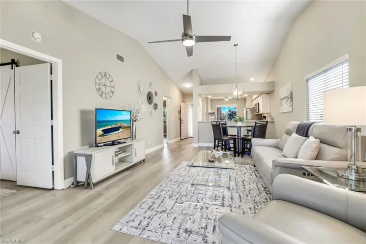 Bright, open with vaulted ceilings.