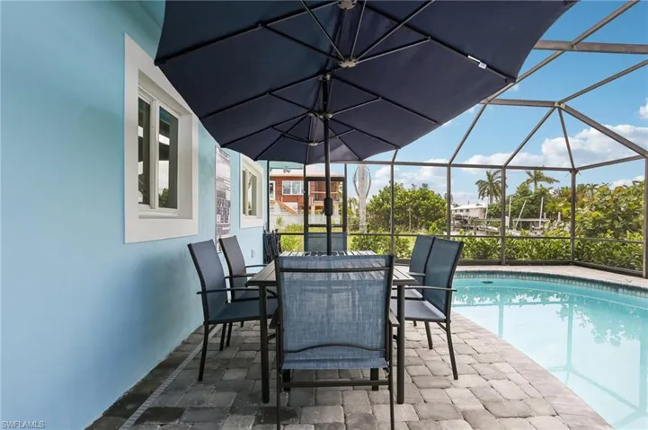 View of pool featuring a patio area and a lanai
