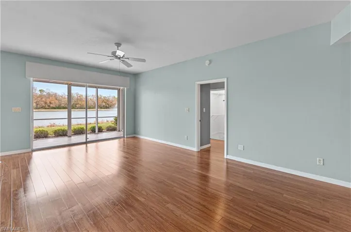 Living room with a Lake view