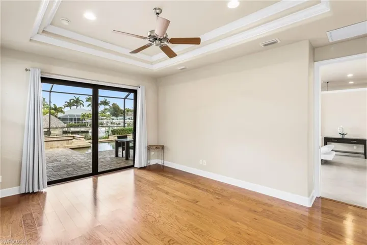 Master Bedroom with engineered wood floors.