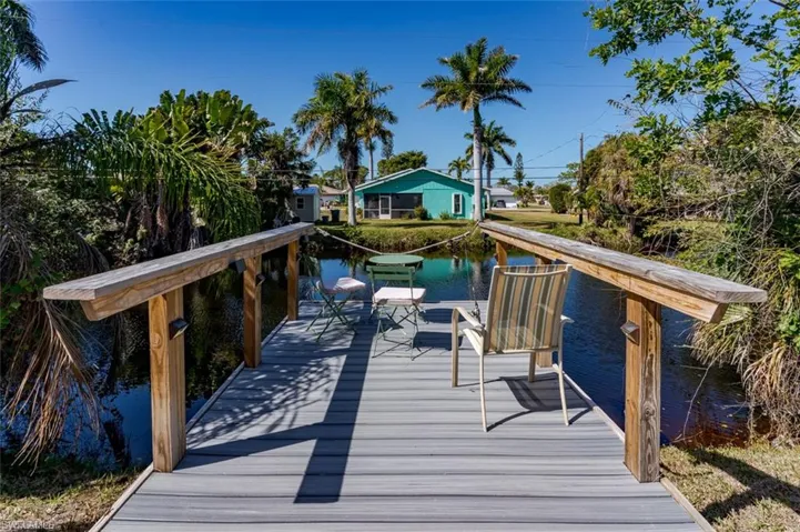 Fishing deck with a water view of private pond