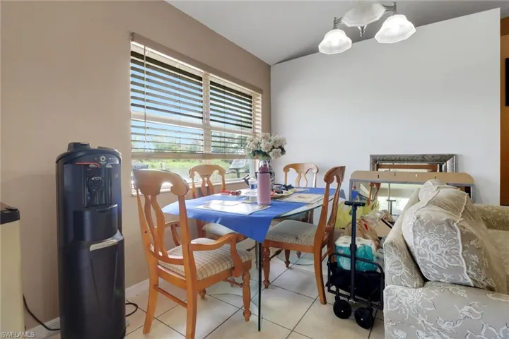 View of tiled dining room