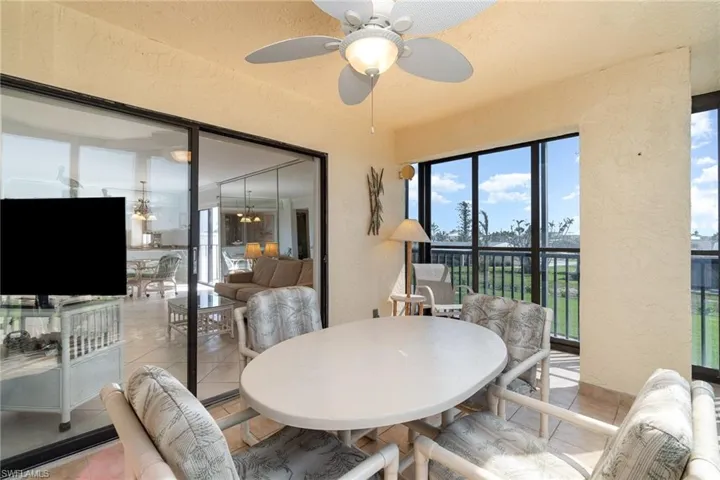 Large Lanai with sliding glass doors.