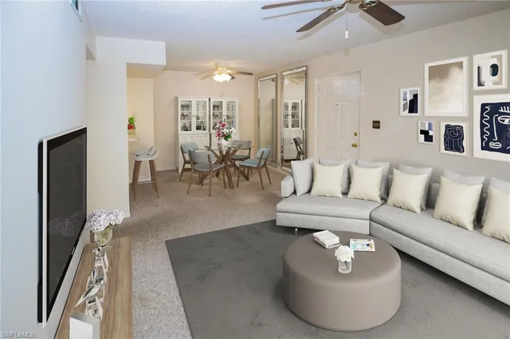 virtually staged living room and dining room