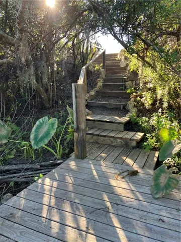 Follow the stairs down to this wooden deck