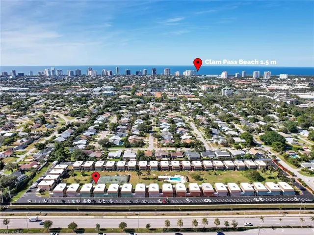 Aerial overview of property's location with skyline
