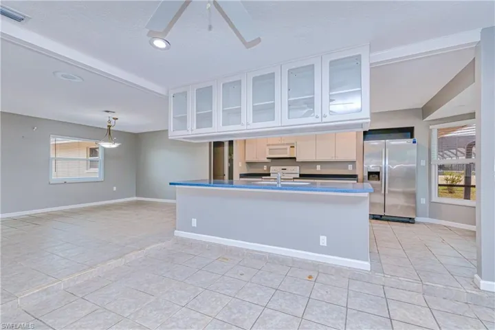 great room to kitchen island with plenty of storage