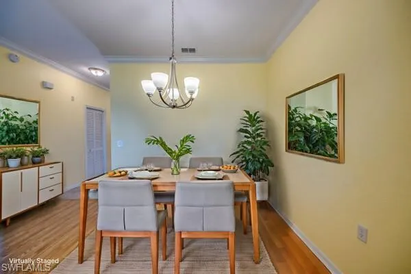 Virtually staged dining area
