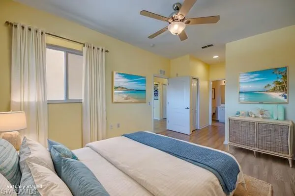 Virtually staged primary bedroom