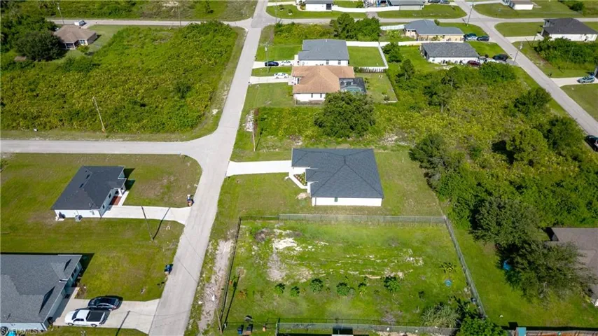 Aerial perspective of suburban area