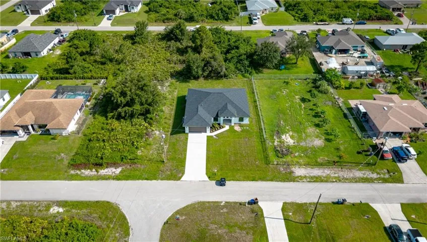 Aerial perspective of suburban area