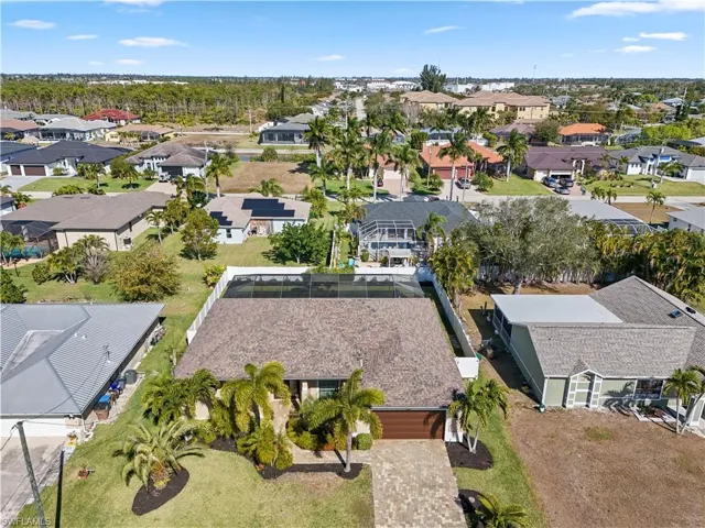 Aerial perspective of suburban area