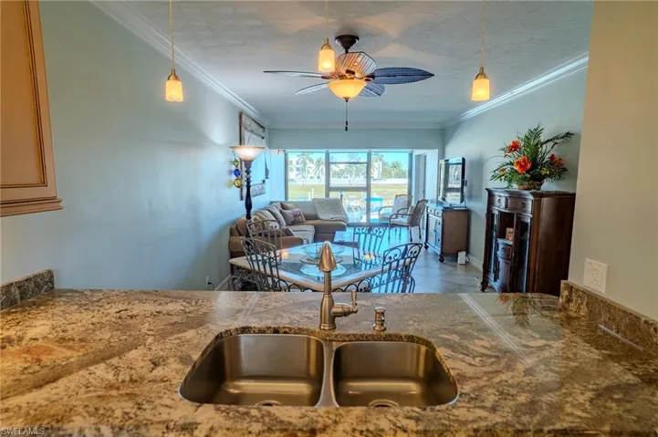 Kitchen to dining and living area