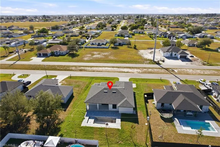 Aerial view of residential area