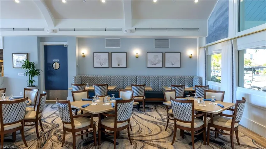 Lobby with beam ceiling