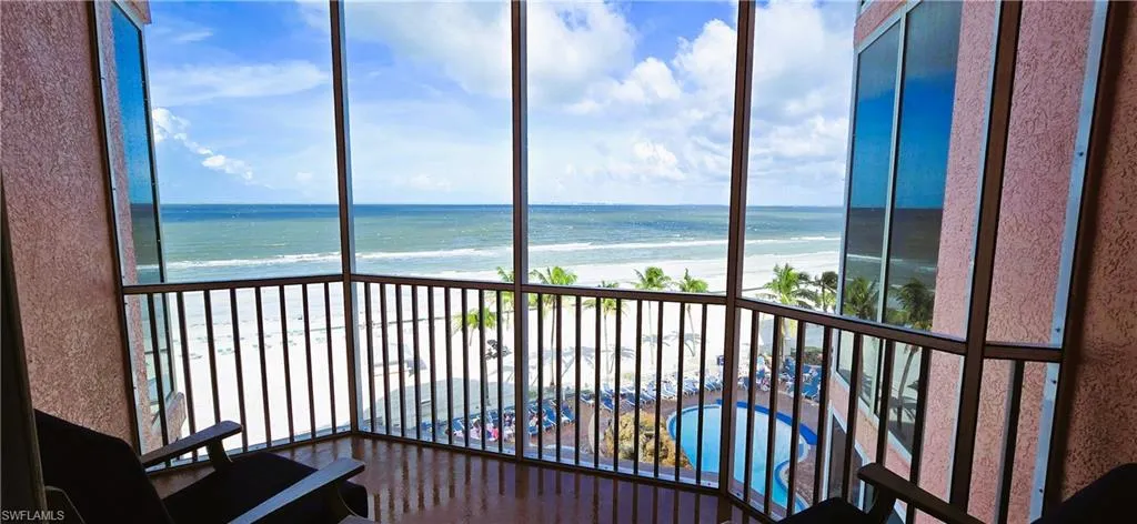 Screened-in balcony with a  Gulf view