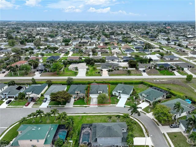 Aerial perspective of suburban area