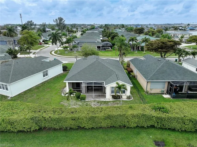 Aerial perspective of suburban area