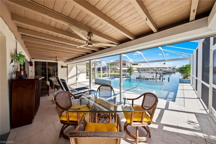 View of patio featuring a boat dock and a water view