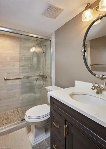 Nicely renovated guest bathroom.