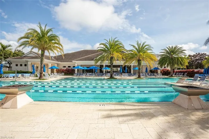 Community pool featuring a patio area