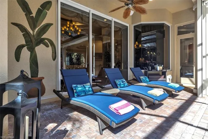 View of patio with ceiling fan