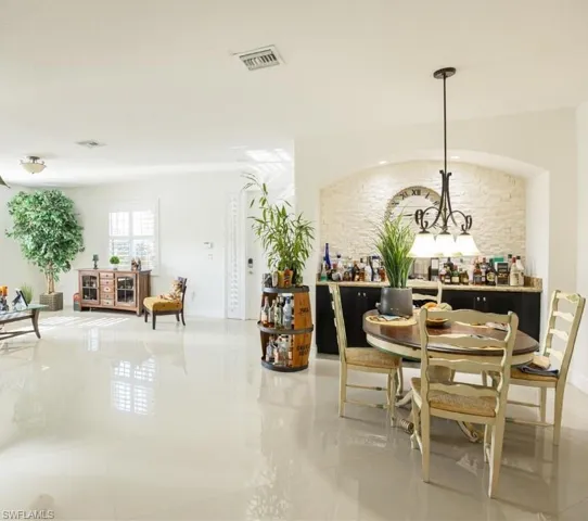 Dining room with a chandelier
