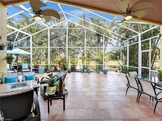 View of patio / terrace with a lanai