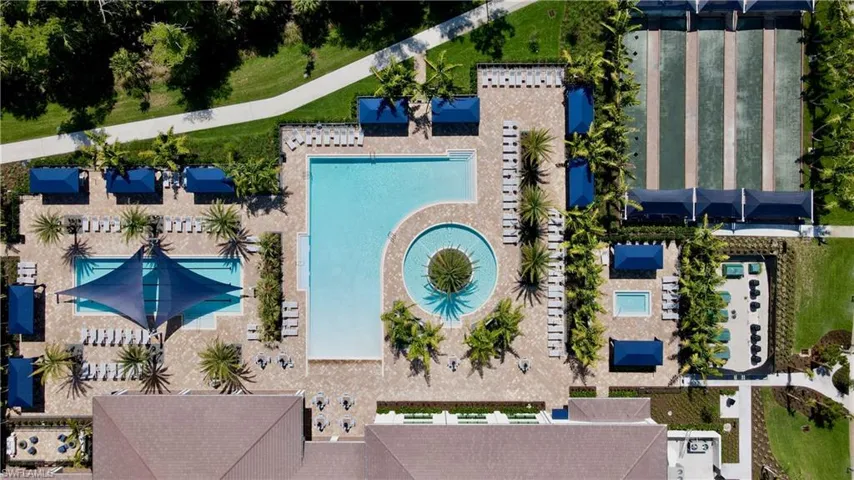 Aerial view of a pool area
