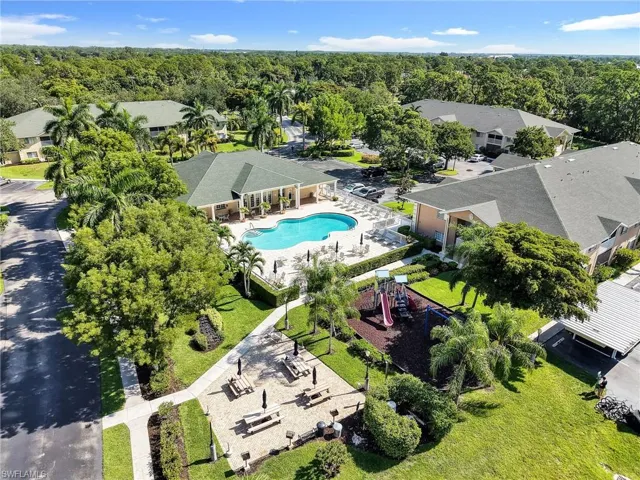 Aerial View of the Clubhouse, Pool,  & Amenities