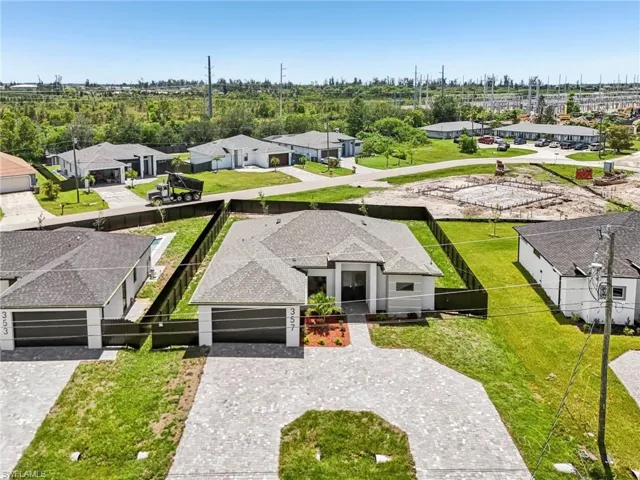 Aerial perspective of suburban area