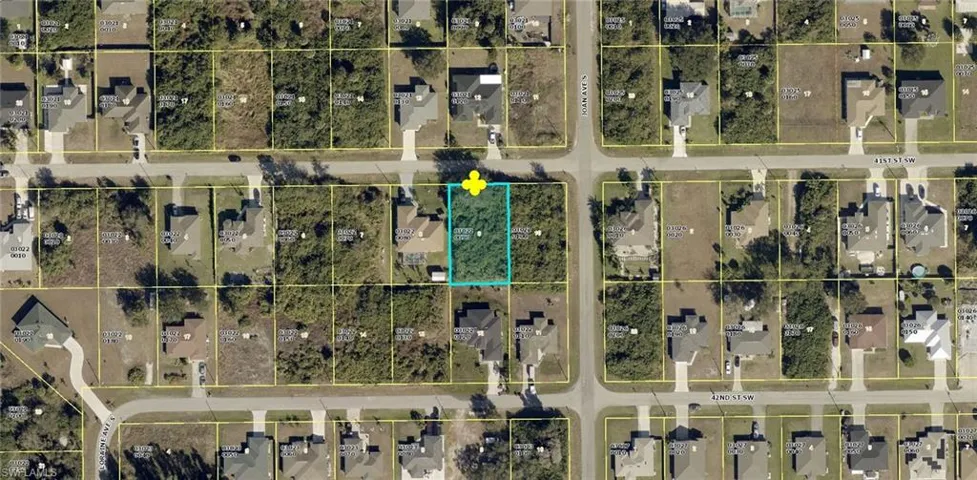 Aerial Property Map. Illustrating the property's location within a platted residential area