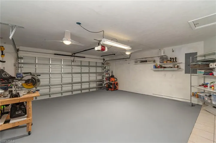 Two ceiling fans in the garage!