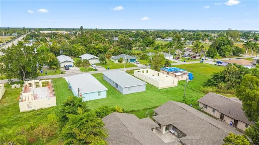 Aerial perspective of suburban area
