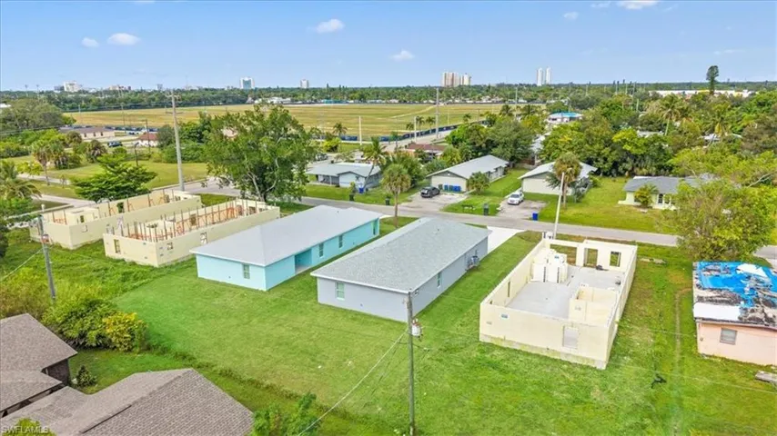 Aerial perspective of suburban area