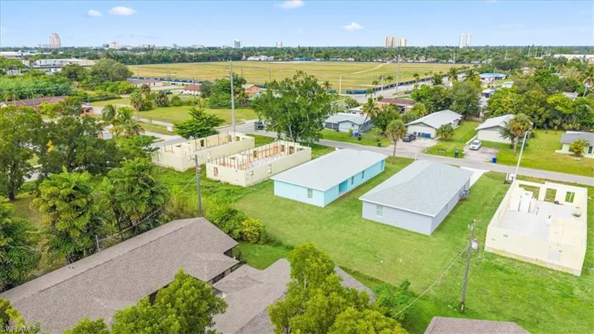 Aerial perspective of suburban area
