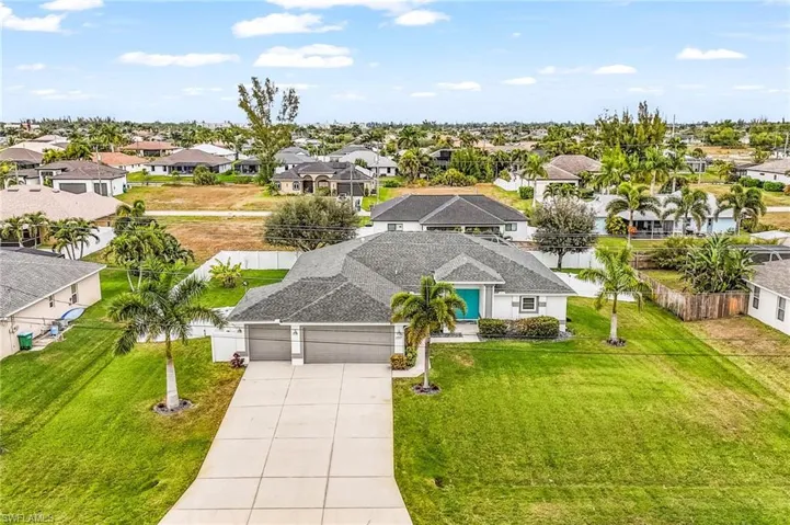 Aerial perspective of suburban area