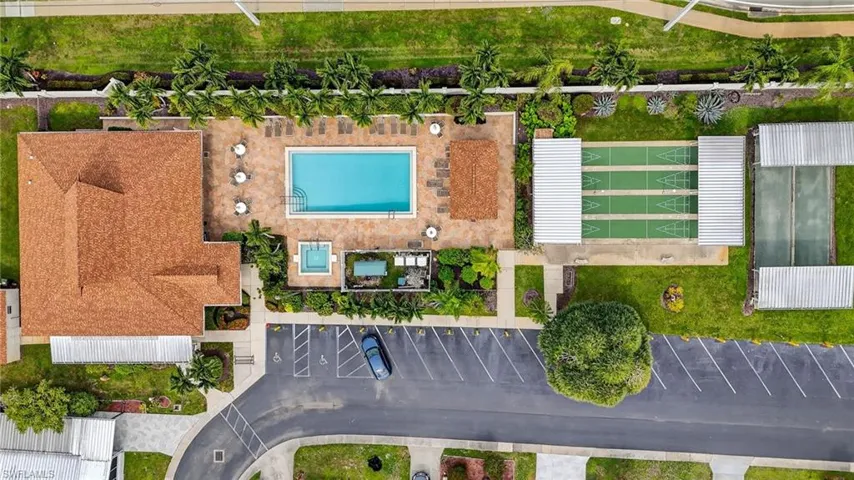 Aerial view of a pool area