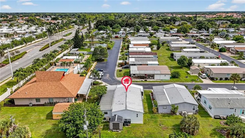 Aerial view of residential area
