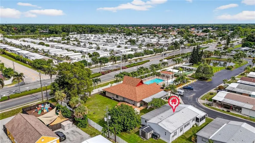 Aerial perspective of suburban area