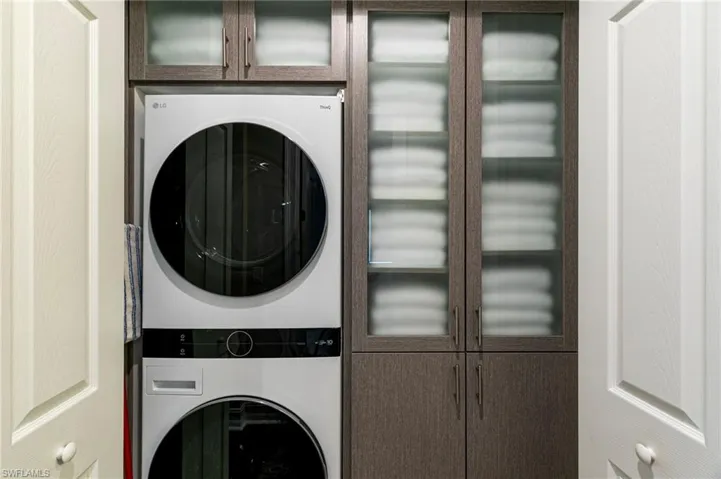 Custom Laundry Center with NEW LG front load laundry pair & MORE storage!