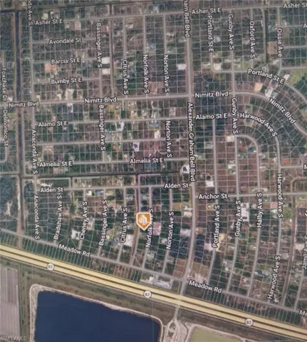 Aerial map of property and surrounding area