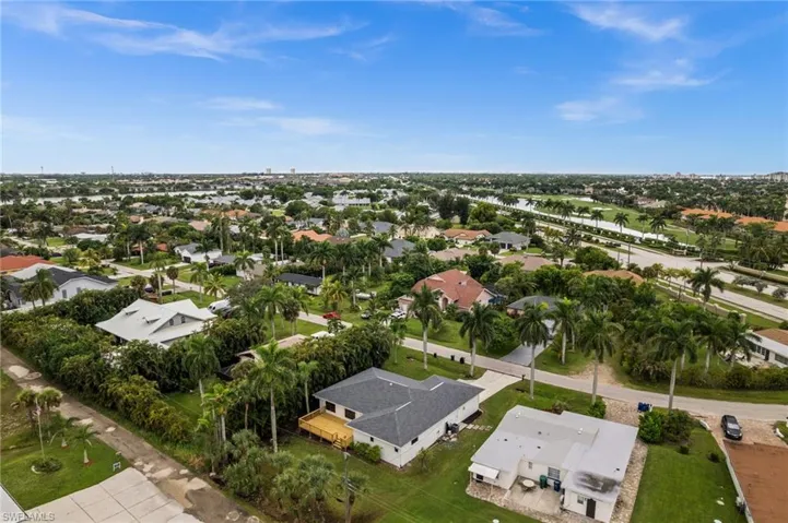 Aerial perspective of suburban area